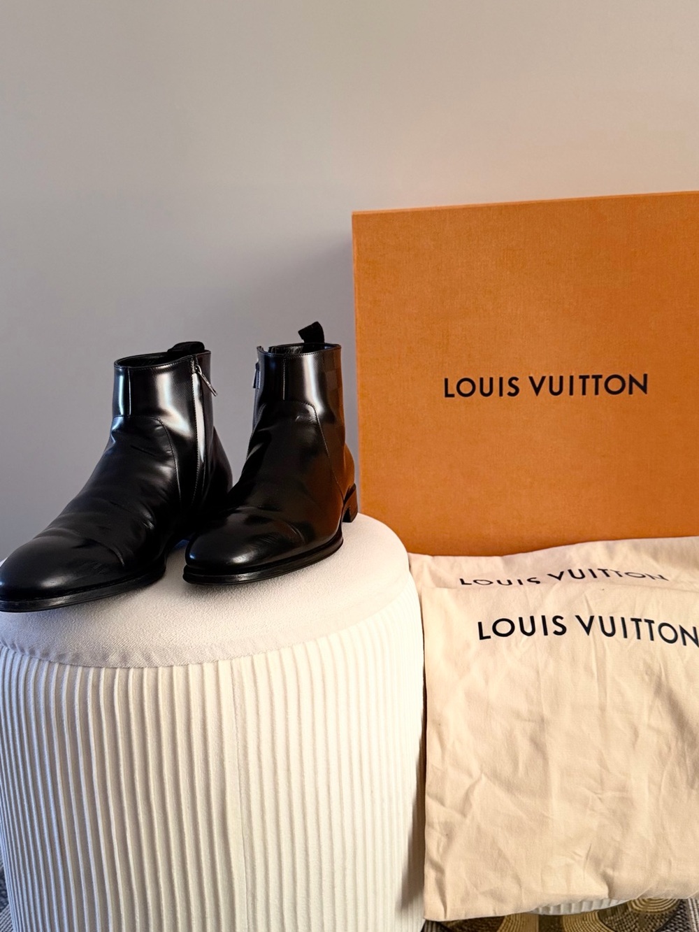 Louis Vuitton Black Leather Side-Zip Chukka Boots